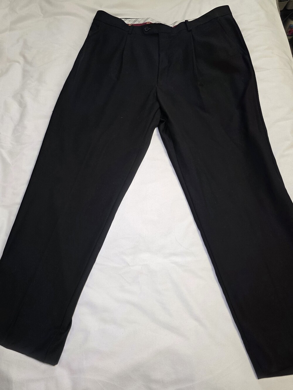 Harbor Bay HB Le Collezioni Black 100% Wool Unhemmed Dress Pants Slacks- Sz 40